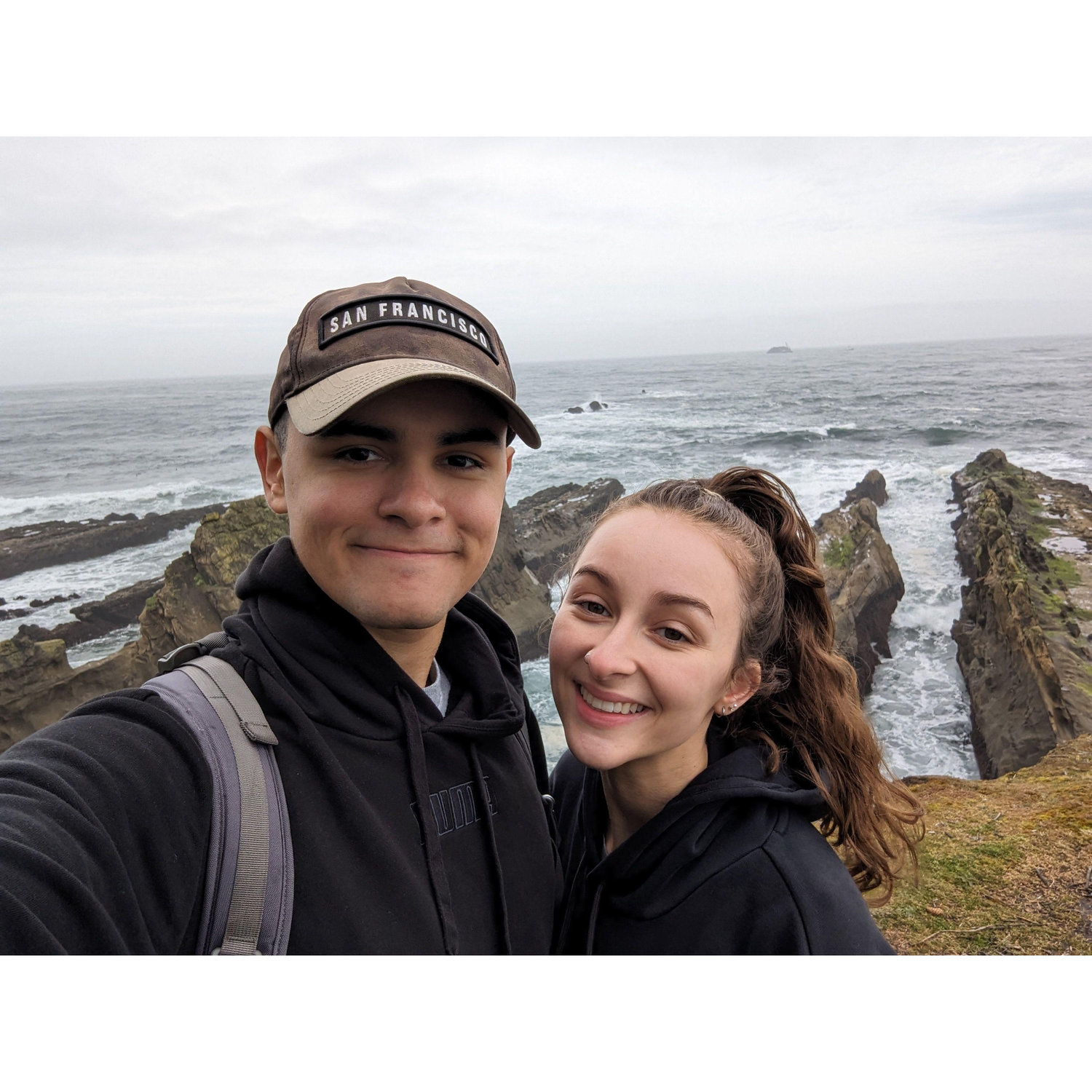At the top of a hike in Coos Bay, OR, Mateo's first station in the Coast Guard.