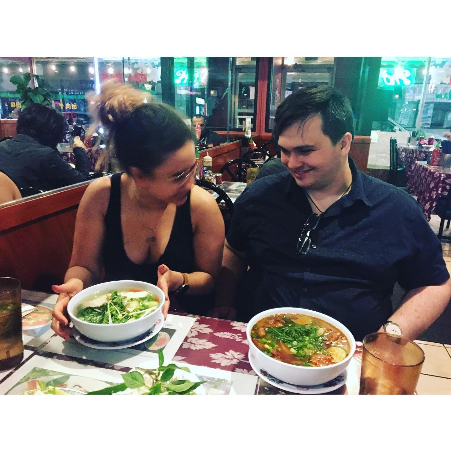 Pho with our dear friends Justin and Jenny on Asia on Argyle in Chicago in 2019