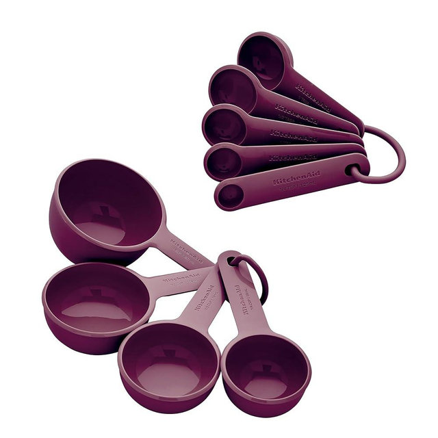KitchenAid Measuring Cups and Spoon Set, Beetroot, 9-Piece