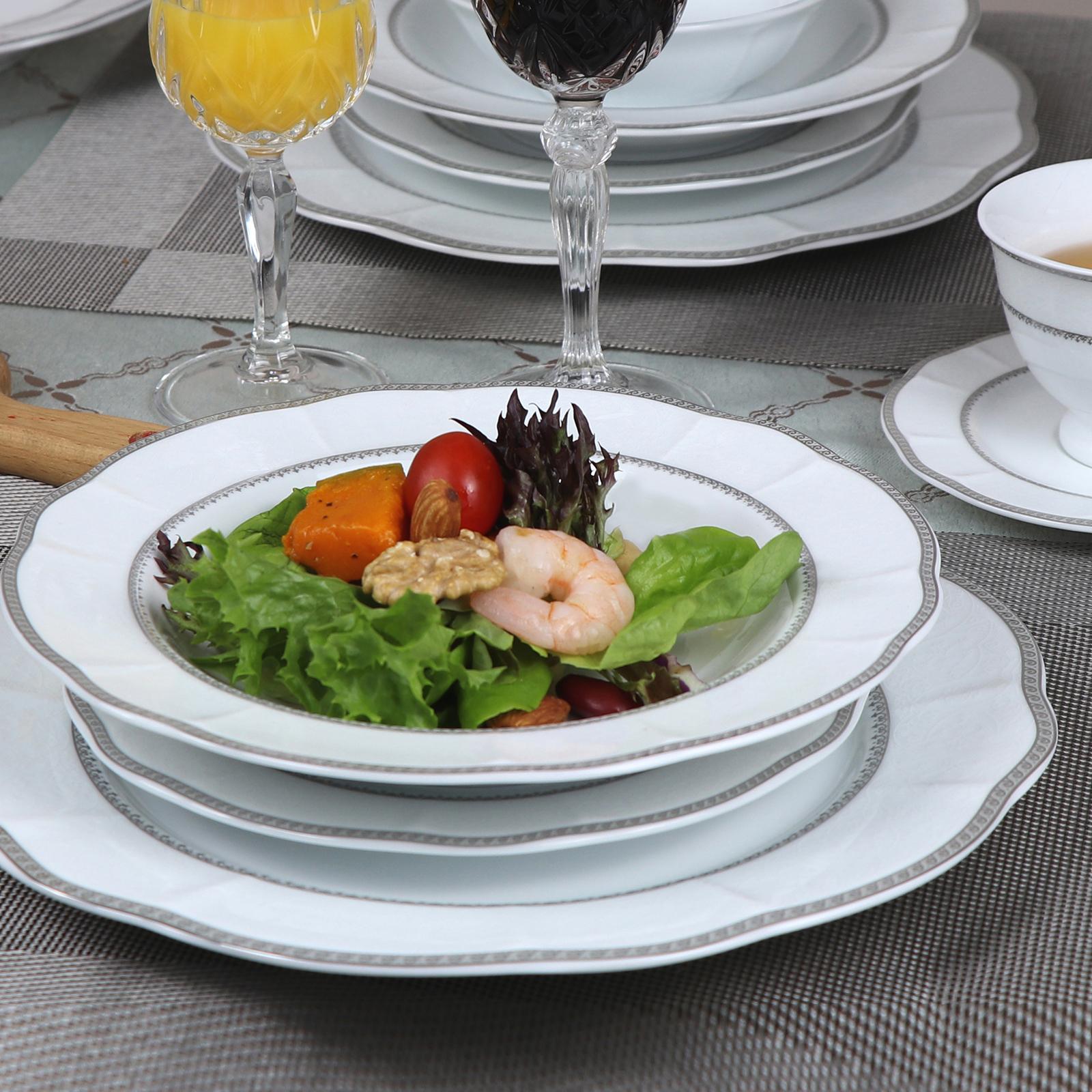 【仏蘭西】 Louis XV ディナーセット 24本【シルバープレート】 Lorenzo Import, Lorren Home Trends 24-Piece Wavy Fine China