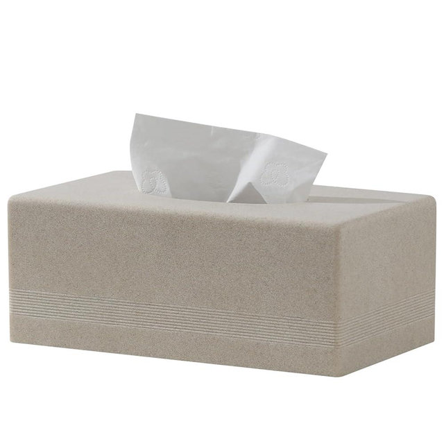 Haocoott Tissue Box Cover Rectangle, Resin Facial Tissues Holder Covers Rectangular Toilet Paper Holder Case Dispenser Home Decorative for Bathroom Kitchen Bedroom Living Room Office (Beige)