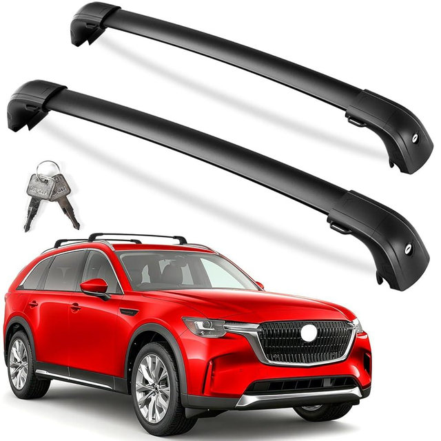 KINGGERI 300lb Lockable Roof Rack Cross Bars Compatible with 2024 2025 2026 Mazda CX90 & CX-90 PHEV with Flush Side Rails, Heavy Duty Aluminum Roof Rails Crossbars Luggage Accessories