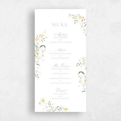 Yellow Wedding Menu - Tansy
