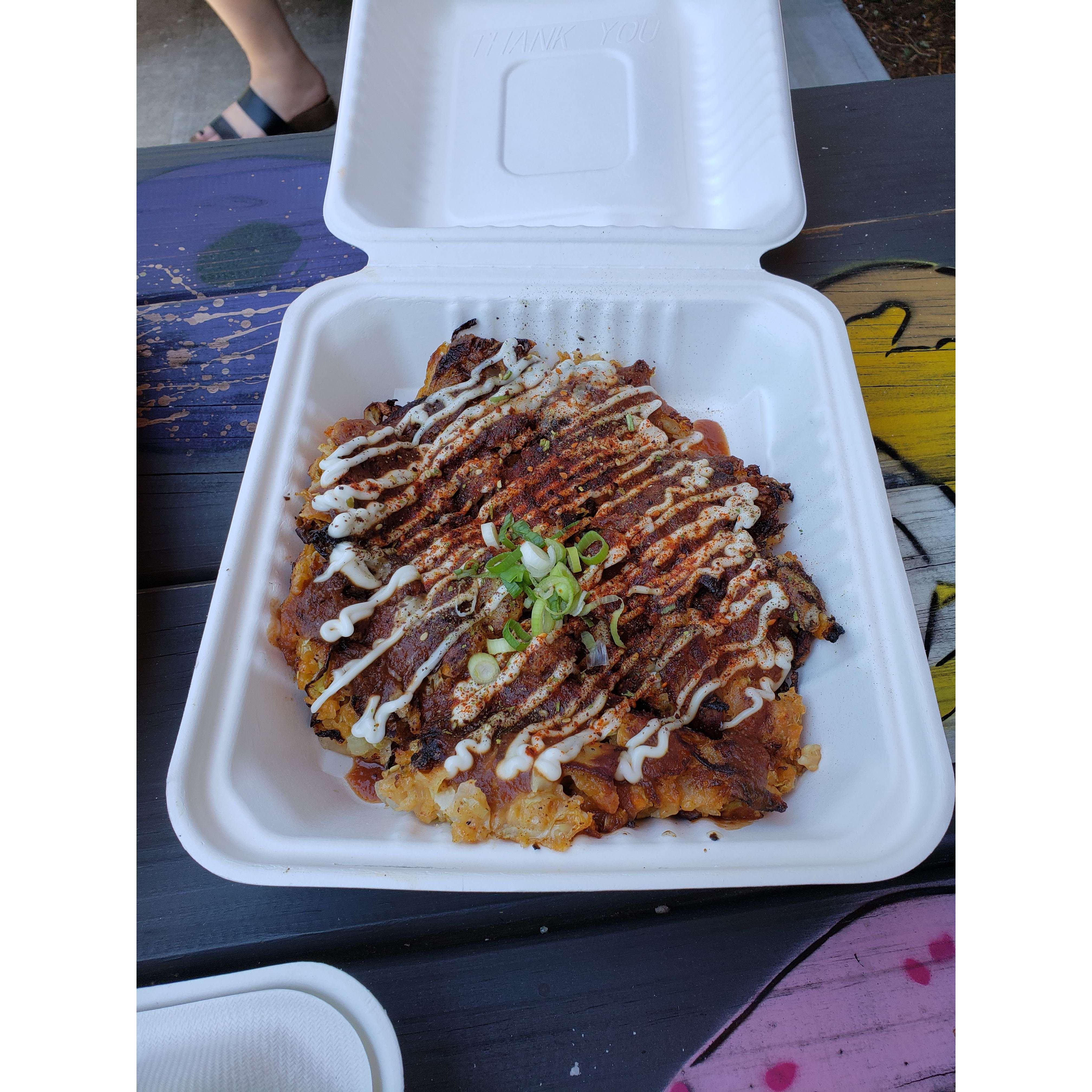 Vegan Okinomiyake from Obon Shokudo in Portland