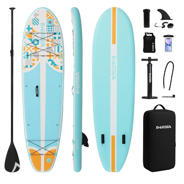 EVERSEA Inflatable Stand-Up Paddle Boards – Available 32"/33"/34" Widths Inflatable Paddle Board with SUP Accessories, Camera Mount, Basic All-Around SUP Board for All Skill Levels, Up to 450lbs