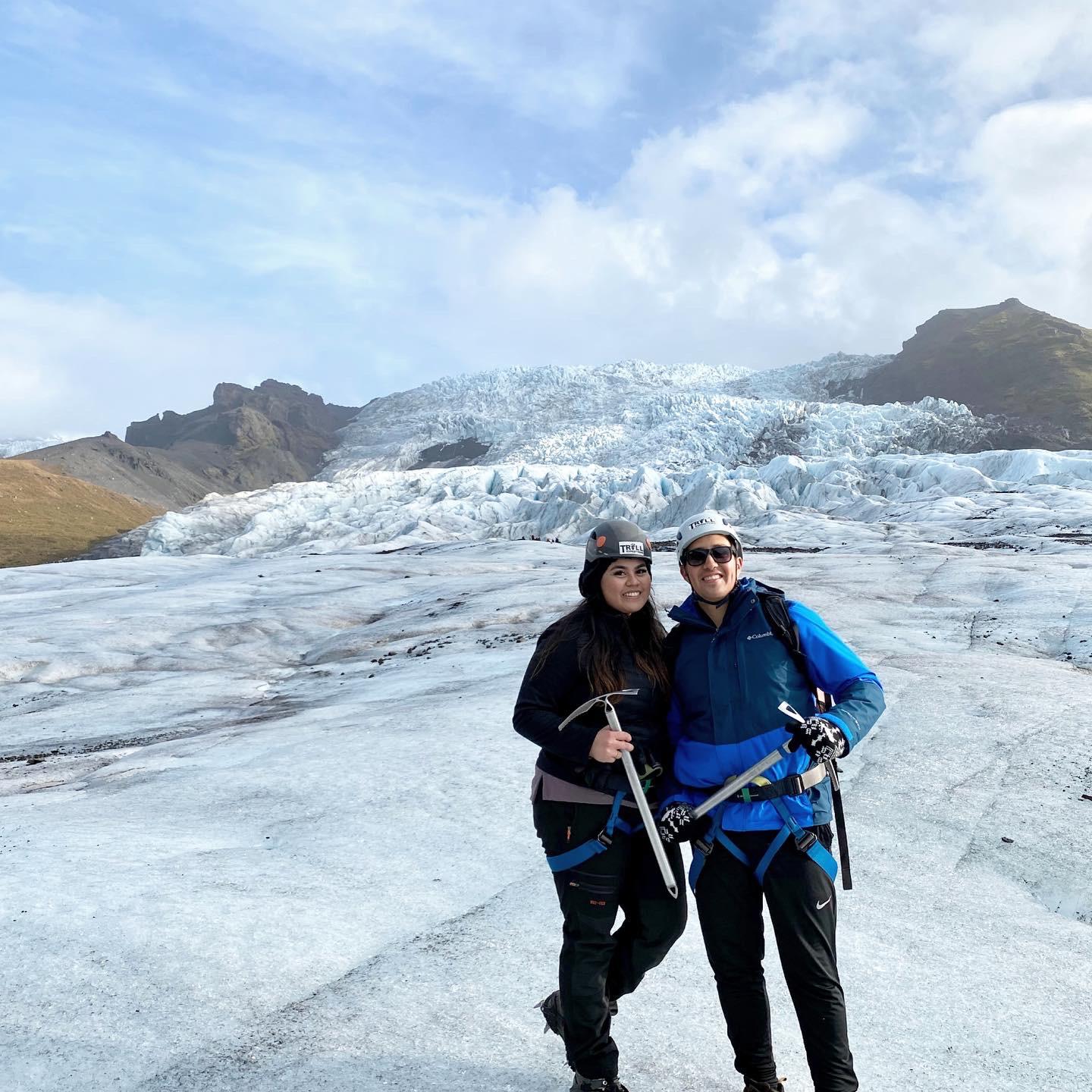 Hiking up a glacier in Iceland!