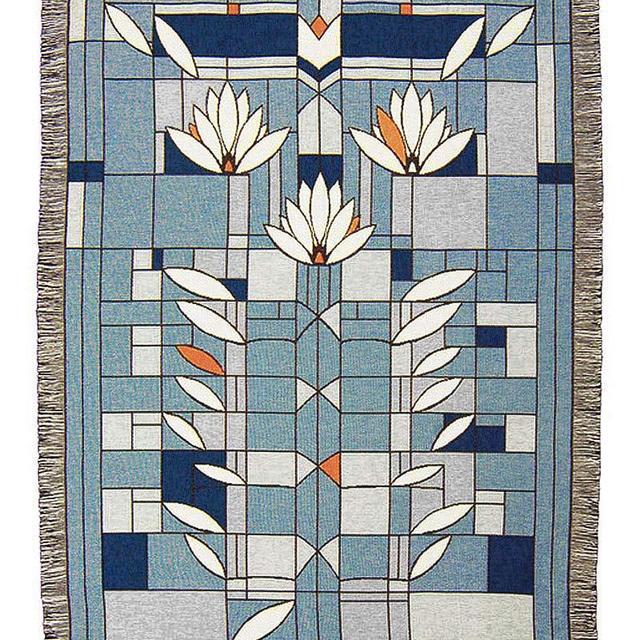 Uni-Art Frank Lloyd Wright Waterlilies Tapestry Throw Blue