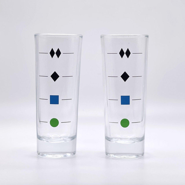 Glass Ski Trail Sign Shot Glasses (Set of 2) | Novelty Ski Gift | Apres Ski | Barware | Ski Gift | Ski Bachelor | Ski Lover Gift