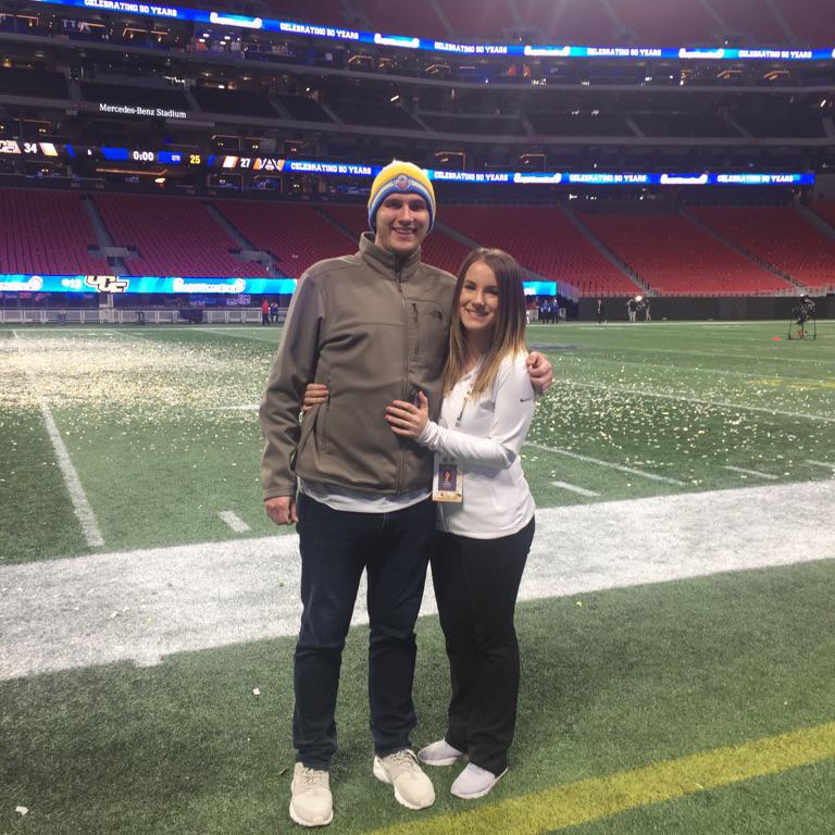 Celebrating on the field at the 2018 Chick-fil-A Peach Bowl