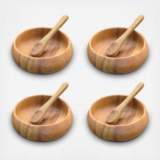Round Bowl With Spoon, Set of 4