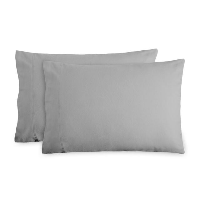 Cotton Flannel Light Grey Standard Size Pillowcase Set by Bare Home