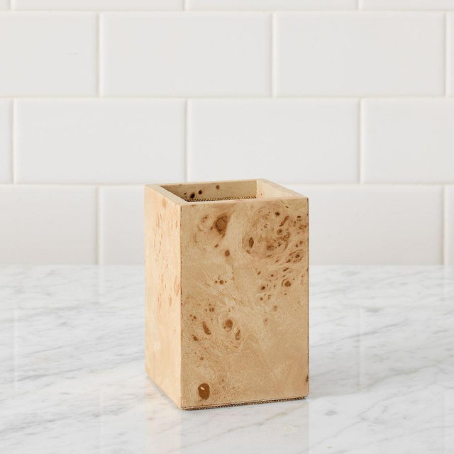 Burlwood Toothbrush Holder, Light