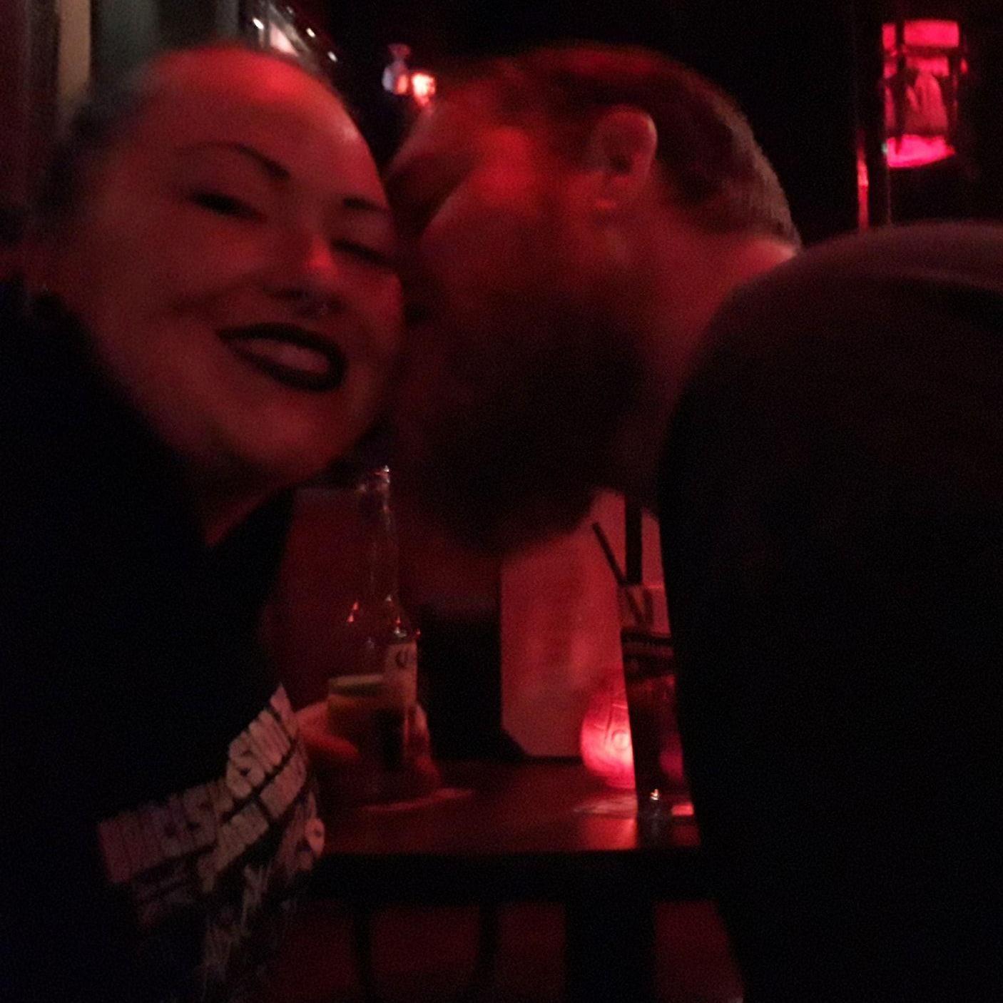 This picture was taken at the bar on March 31st, 2019. We fell in love at karaoke when we'd go on empty weekdays and sing songs to each other. Abraham asked to be monogamous the day after this night.