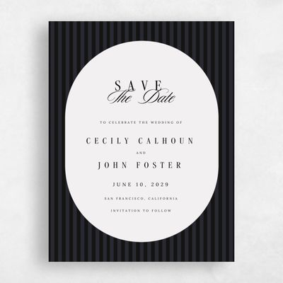 Black Typography Wedding Save the Date - Madison Portrait