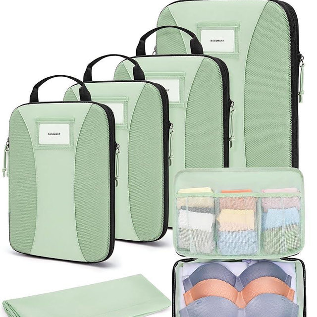 BAGSMART Compression Packing Cubes, 6 PCS Packing Cubes for Suitcases, Travel Bags Organizer for Luggage, Lightweight Packing Cube for Travel Essentials