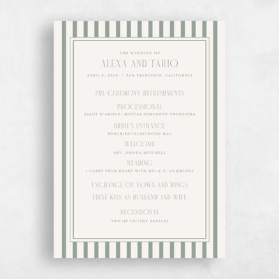 Sage, Green Wedding Program - Azelie