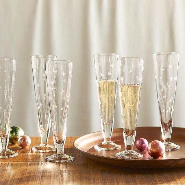 starburst champagne flutes, set of 6