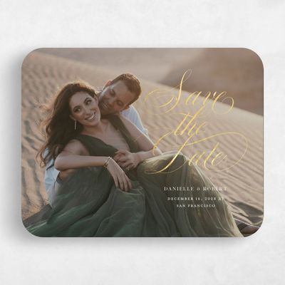 Beige Rounded Wedding Save the Date - Clifton Photo Foil