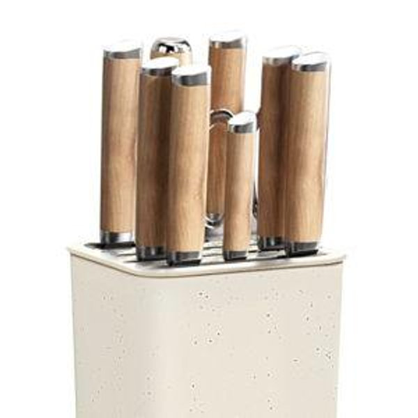 NEWE Knife Block Holder without Knives, Universal Kitchen Storage Stand with Wavy Slots to Protect Blades, Small Space-Saving Knife Organizer for Countertop, Detachable for Easy Cleaning