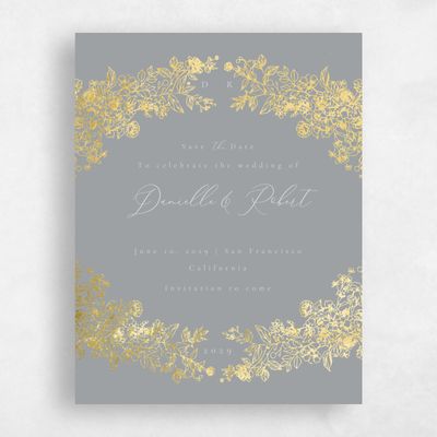 Pewter Gray, Grey Wedding Save the Date - Sawyer Portrait Foil