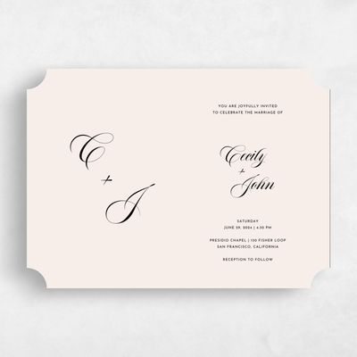 Beige Ticket Wedding Invitation - Wilmington Landscape