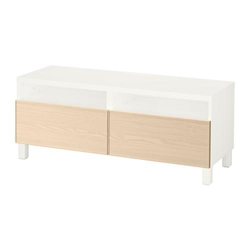BESTÅ TV unit with drawers, white, Inviken ash veneer