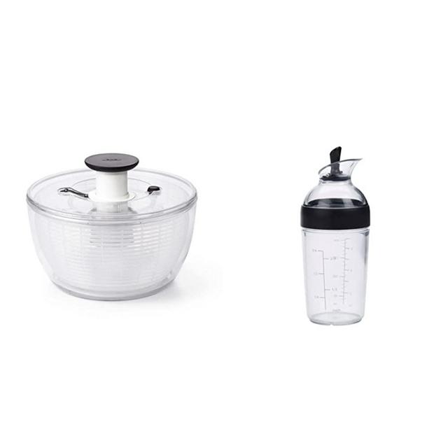 OXO Good Grips Large Salad Spinner - 6.22 Qt. & Good Grips Little Salad Dressing Shaker- Black, Small