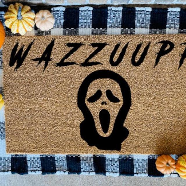 Welcome Ghostface Door Mat, Welcome Halloween Door Mat, Welcome Scary Movie Door Mat, Welcome Scream Door Mat, Funny Welcome Horror Door Mat