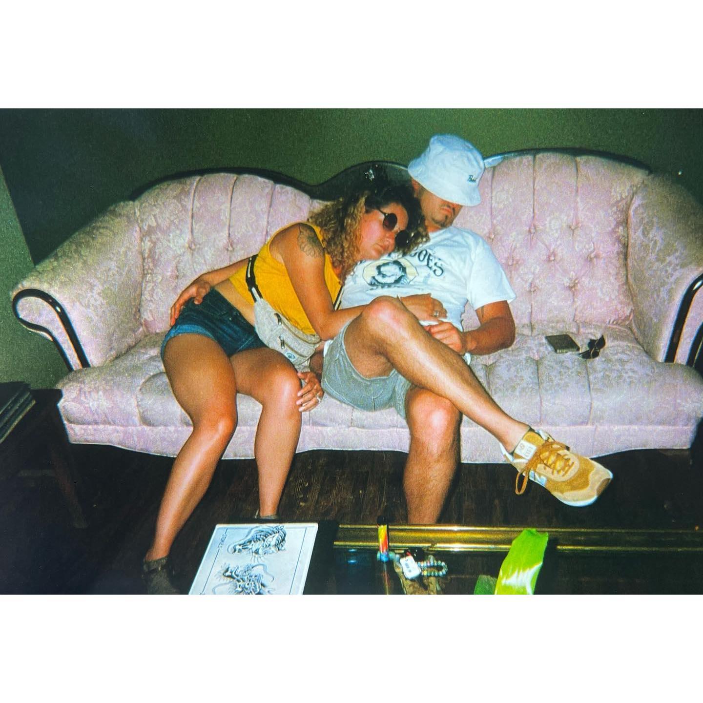 Deciding to spontaneously get tattoo's together while in GA 2022, we became exhausted and fell asleep on the parlor's couch.
