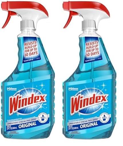 Windex Glass and Window Cleaner Spray Bottle, Packaging Designed to Prevent Leakage and Breaking, Surface Cleaning Spray, Original Blue Scent, 23 Fl Oz (Pack of 2)