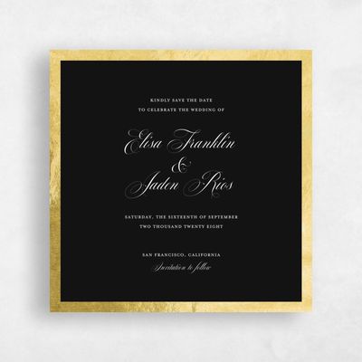 Black Wedding Save the Date - Azurite Square Foil