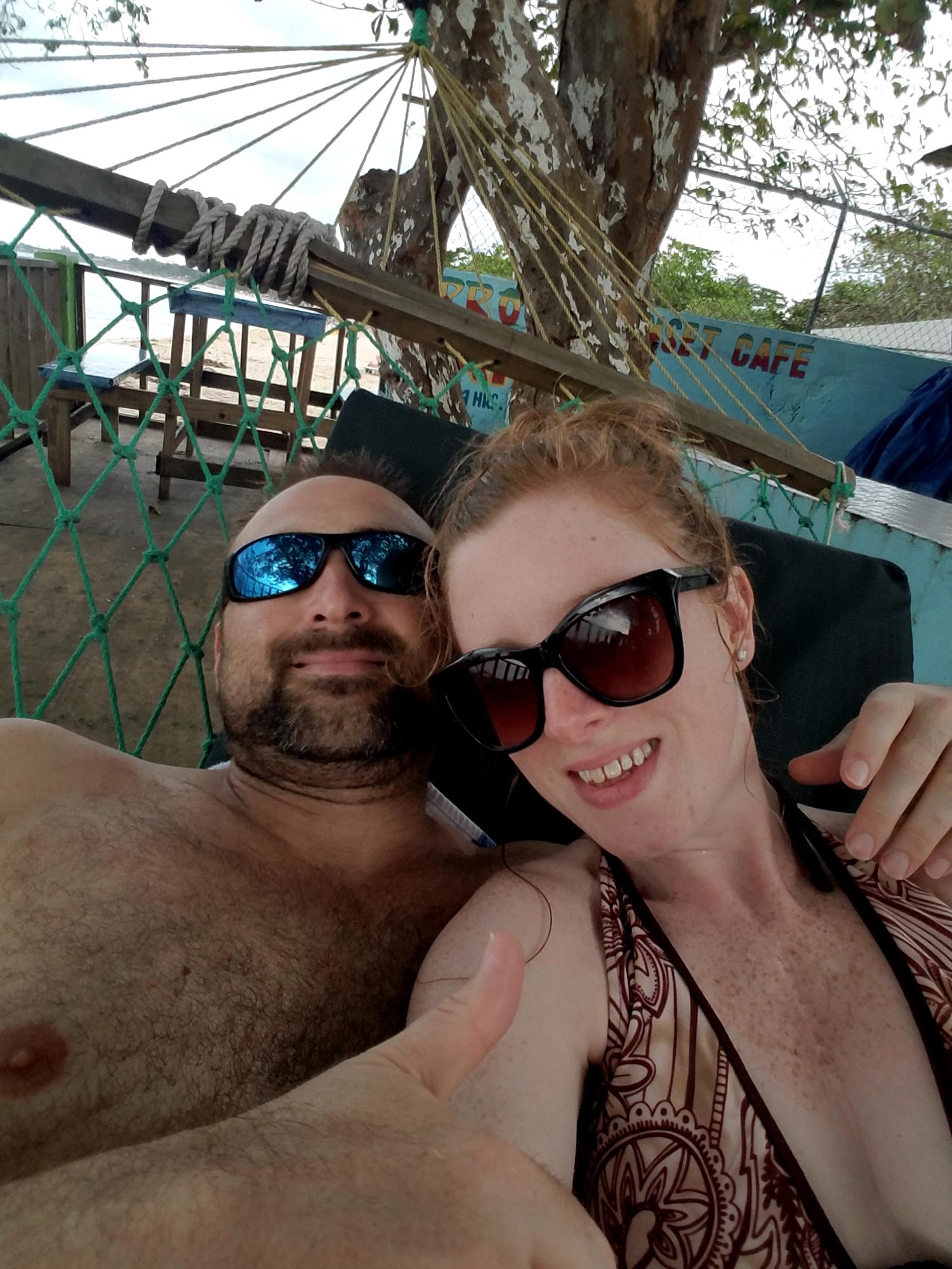 Lounging in a hammock in Jamaica.