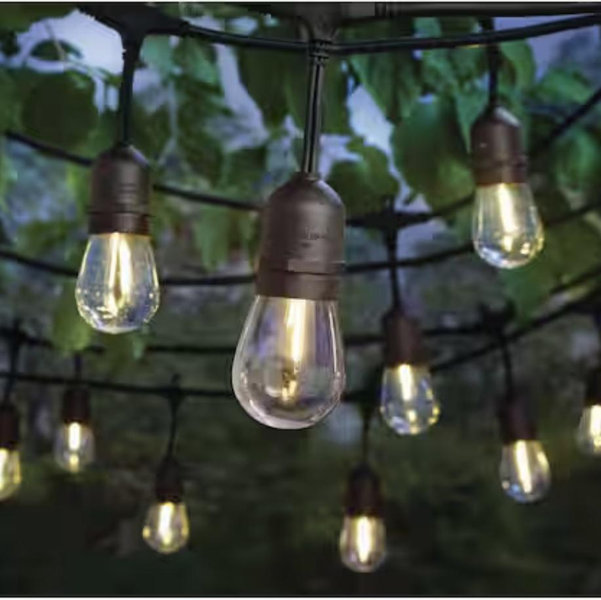 Hampton Bay 24-Light 48 ft. Plug-in Indoor/Outdoor Edison Patio String Light with S14 Single Filament LED Bulbs 10328
