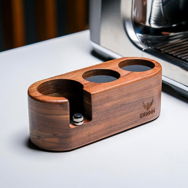 KNODOS Walnut Espresso Tamping Station For 54mm Breville Espresso Machine Portafilter Tamping Mat Portailter Holder Espresso Coffee Equipment V2