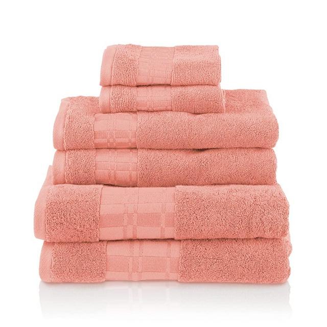 Superior Larissa 100% Cotton, Soft, Extremely Absorbent, Beautiful 6 Piece Towel Set, Coral