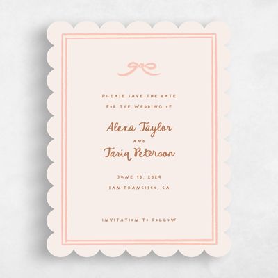 Beige Scalloped Wedding Save the Date - Emelia Portrait
