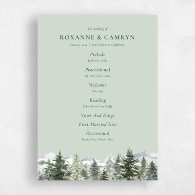 Light Sage, Green Wedding Program - Kelton