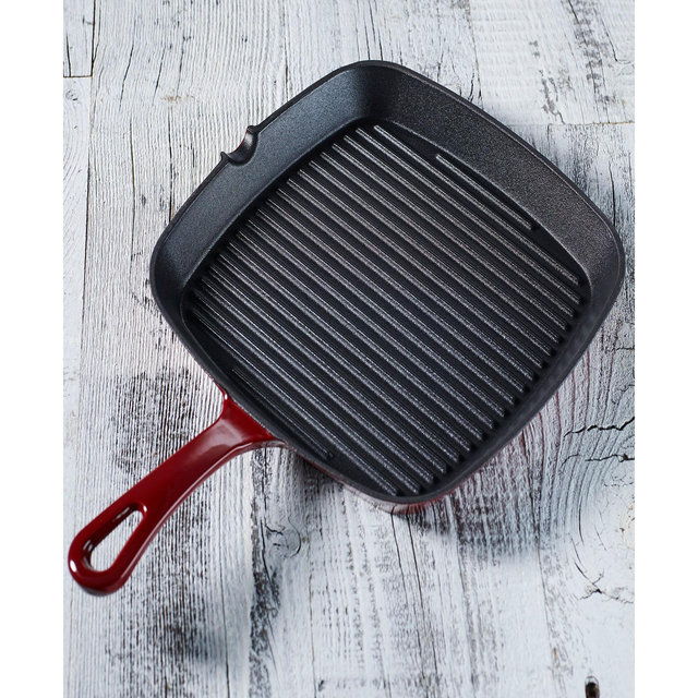 Chefs Classic Enameled Cast Iron 9.25" Square Grill Pan