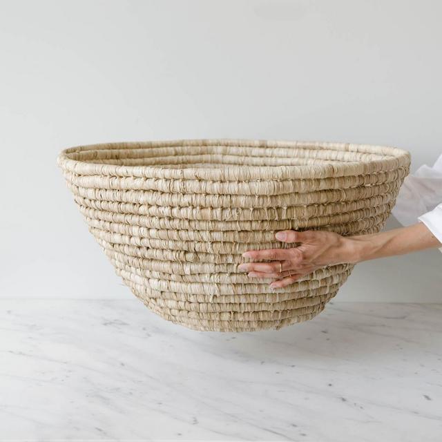 oversized handwoven raffia bowl