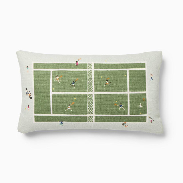 Outdoor Tennis Scene Pillow, 12x21, Multi