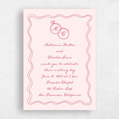Lightest Blush, Pink Wedding Invitation - Cara Portrait