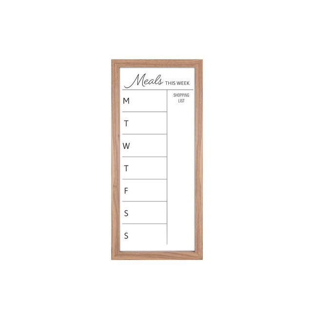 MCS Dry Erase Weekly Meal Planner 11x24 Walnut Framed Calander Whiteboard for The Wall, Plan Your Meals for The Week, Family Weekly Planner for Dinners & More–Including Shopping List