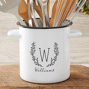 Farmhouse Floral Personalized Enamel Jar - Utensil Holder