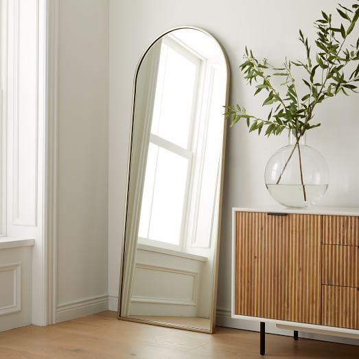Metal Frame Arched Floor Mirror - 28"W x 74"H
