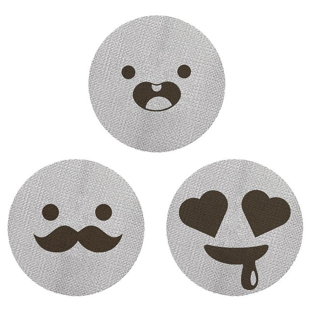 ColoMira 53.5mm Espresso Puck Screen 3-Pack, Lower Shower Screen, Metal Coffee Reusable Filter for 54mm Espresso Portafilter Basket, 1.7 Thickness - 316 Stainless Steel(Cute Face)