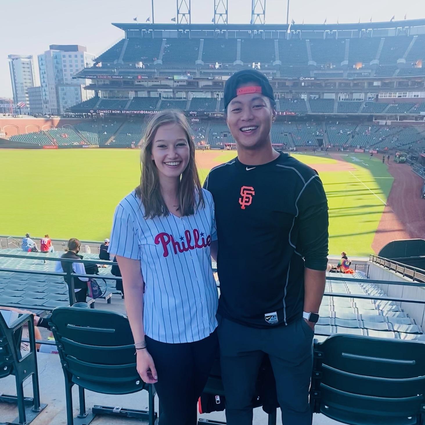 Two seats behind home plate at Oracle Park