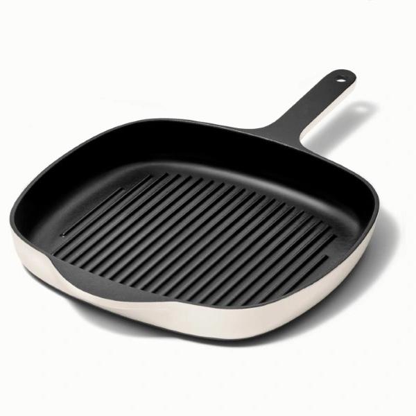 10.5” Enameled Cast Iron Grill Pan (Cream)