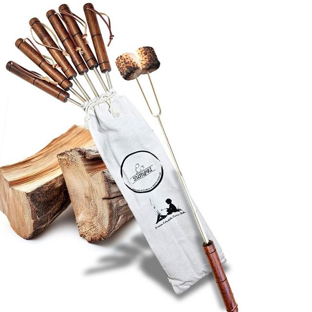 Smores Sticks For Fire Pit [Set Of 7] - Marshmallow Roasting Sticks For Campfire, Classic Smore Sticks - Hot Dog Sticks For Campfire - SUMPRI Campfire Sticks