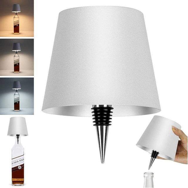 SOUDFK Wireless Bottle Lamp,2026 New 3 Color Rechargeable Wine Bottle Lights for Bars Restaurants,Bedroom and Party Decor,LED Bottle Lights for Liquor & Wine Bottles (White, 1pc)