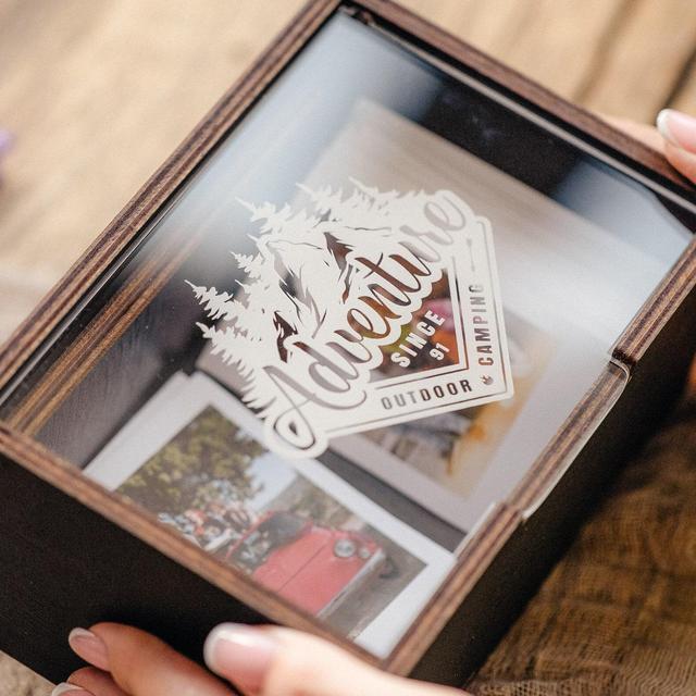 Instax Print Wooden Photo Box - Mini Film Box, Anniversary Birthday Wedding Gift, Fujifilm Polaroid Storage Box for 200+ (8.6 x 5.4 cm)